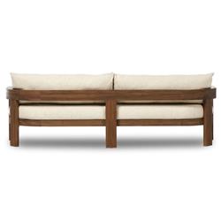Aviel Rustic Lodge Beige Upholstered Teak Outdoor Sofa - 96"|