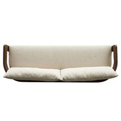 Aviel Rustic Lodge Beige Upholstered Teak Outdoor Sofa - 96"|