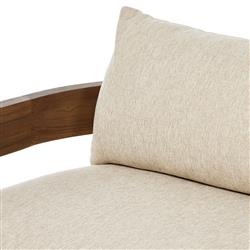 Aviel Rustic Lodge Beige Upholstered Teak Outdoor Sofa - 96"|