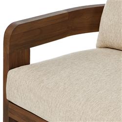 Aviel Rustic Lodge Beige Upholstered Teak Outdoor Sofa - 96"|