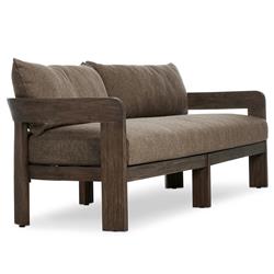 Aviel Rustic Lodge Brown Upholstered Teak Outdoor Sofa - 96"|