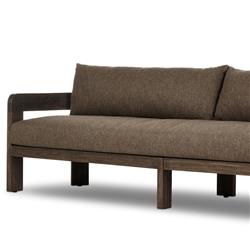 Aviel Rustic Lodge Brown Upholstered Teak Outdoor Sofa - 96"|