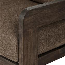Aviel Rustic Lodge Brown Upholstered Teak Outdoor Sofa - 96"|