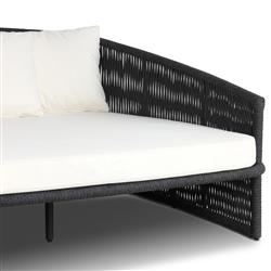 Porter Coastal White Upholstered Bronze Aluminum Woven Rope Outdoor Daybed|