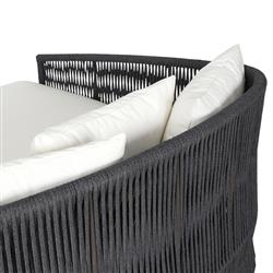 Porter Coastal White Upholstered Bronze Aluminum Woven Rope Outdoor Daybed|