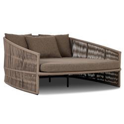 Porter Coastal Brown Upholstered Bronze Aluminum Woven Rope Outdoor Daybed|