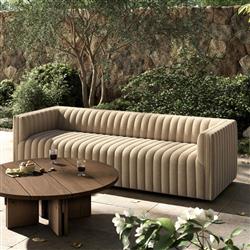Leo Modern Classic Cream Tufted Outdoor Sofa - 97"|