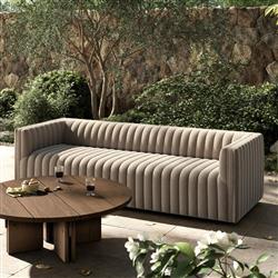 Leo Modern Classic Grey Tufted Outdoor Sofa - 97"|