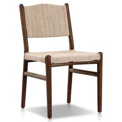 Hirom Rustic Lodge Woven Brown Teak Wood Outdoor Dining Chair|