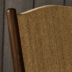 Hirom Updated Traditional Vintage White Woven Brown Teak Wood Outdoor Dining Chair|