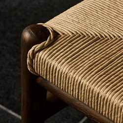 Hirom Updated Traditional Vintage White Woven Brown Teak Wood Outdoor Dining Chair|