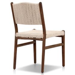 Hirom Rustic Lodge Woven Brown Teak Wood Outdoor Dining Chair|