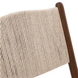 Hirom Rustic Lodge Woven Brown Teak Wood Outdoor Dining Chair|