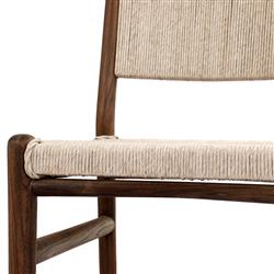 Hirom Rustic Lodge Woven Brown Teak Wood Outdoor Dining Chair|