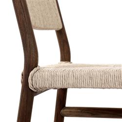 Hirom Rustic Lodge Woven Brown Teak Wood Outdoor Dining Chair|