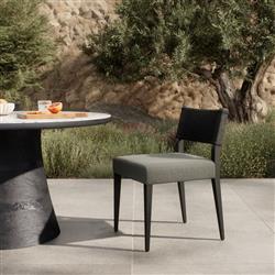 Ely Rustic Lodge Black Woven Teak Wood Outdoor Dining Chair|