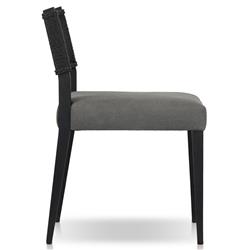 Ely Rustic Lodge Black Woven Teak Wood Outdoor Dining Chair|