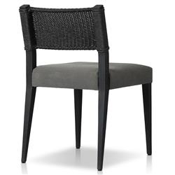 Ely Rustic Lodge Black Woven Teak Wood Outdoor Dining Chair|