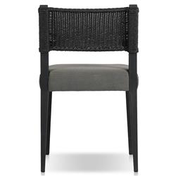 Ely Rustic Lodge Black Woven Teak Wood Outdoor Dining Chair|
