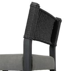 Ely Rustic Lodge Black Woven Teak Wood Outdoor Dining Chair|