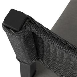 Ely Rustic Lodge Black Woven Teak Wood Outdoor Dining Chair|