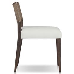 Ely Rustic Lodge Brown Woven Teak Wood Outdoor Dining Chair|