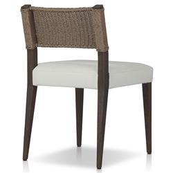 Ely Rustic Lodge Brown Woven Teak Wood Outdoor Dining Chair|