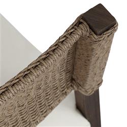 Ely Rustic Lodge Brown Woven Teak Wood Outdoor Dining Chair|