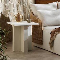 Hanne Mid Century Modern White Aluminum Square Outdoor End Table|