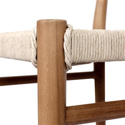 Mable Coastal Beach Off White Wicker Teak Outdoor Counter Stool|