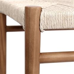 Mable Coastal Beach Off White Wicker Teak Outdoor Counter Stool|