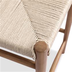 Mable Coastal Beach Off White Wicker Teak Outdoor Counter Stool|