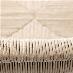 Mable Coastal Beach Off White Wicker Teak Outdoor Counter Stool|