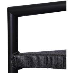 Mable Coastal Beach Black Wicker Teak Outdoor Dining Arm Chair|