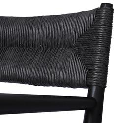 Mable Coastal Beach Black Wicker Teak Outdoor Dining Arm Chair|