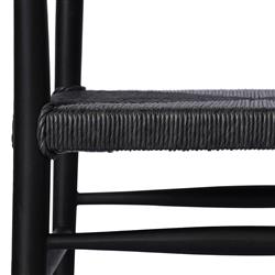Mable Coastal Beach Black Wicker Teak Outdoor Dining Arm Chair|