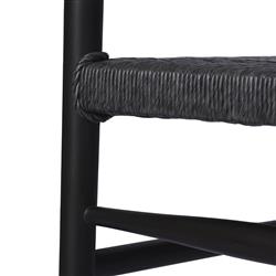 Mable Coastal Beach Black Wicker Teak Outdoor Dining Arm Chair|