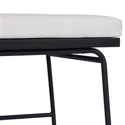 Inno Modern White Upholstered Black Teak Iron Outdoor Dining Side Chair|