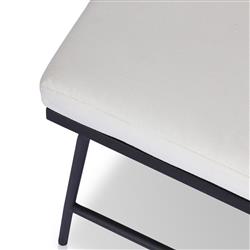 Inno Modern White Upholstered Black Teak Iron Outdoor Dining Side Chair|