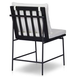 Inno Modern White Upholstered Black Teak Iron Outdoor Dining Side Chair|