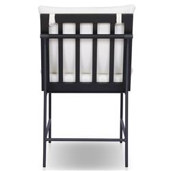 Inno Modern White Upholstered Black Teak Iron Outdoor Dining Side Chair|
