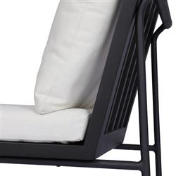 Inno Modern White Upholstered Black Teak Iron Outdoor Dining Side Chair|