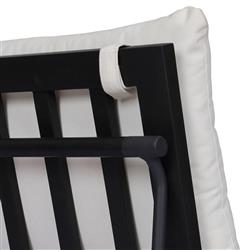 Inno Modern White Upholstered Black Teak Iron Outdoor Dining Side Chair|