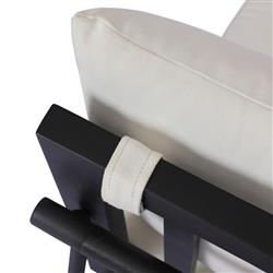 Inno Modern White Upholstered Black Teak Iron Outdoor Dining Side Chair|