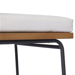 Inno Modern White Upholstered Natural Teak Iron Outdoor Dining Side Chair|