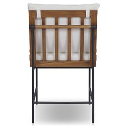 Inno Modern White Upholstered Natural Teak Iron Outdoor Dining Side Chair|