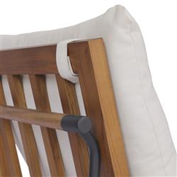 Inno Modern White Upholstered Natural Teak Iron Outdoor Dining Side Chair|