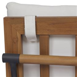 Inno Modern White Upholstered Natural Teak Iron Outdoor Dining Side Chair|