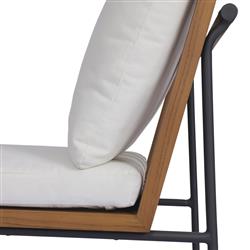 Inno Modern White Upholstered Natural Teak Iron Outdoor Dining Side Chair|