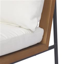 Inno Modern White Upholstered Natural Teak Iron Outdoor Dining Side Chair|